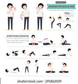 exercise for muscle pain infographic,vector illustration.