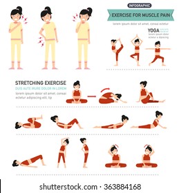 Exercise For Muscle Pain Infographic,vector Illustration.