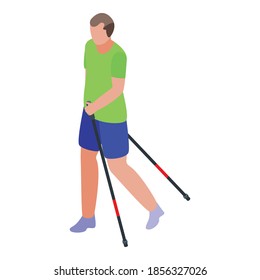 Exercise nordic walking icon. Isometric of exercise nordic walking vector icon for web design isolated on white background