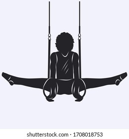 Exercise on gymnastic rings - isolated on white background - vector