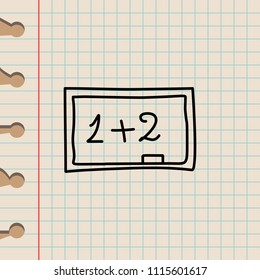 exercise on the school board sketch icon. Element of education icon for mobile concept and web apps. Outline exercise on the school board sketch icon can be used for web and mobile on school notebook