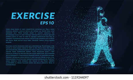 Exercise of the particles. The lifter consists of circles and points. Vector illustration