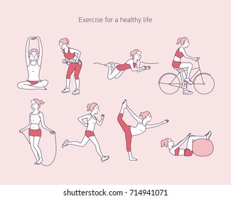 exercise people for a healthy life vector illustration flat design