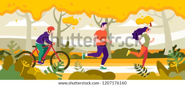 Exercise People Park Healthy Life Vector Stock Vector (Royalty Free ...