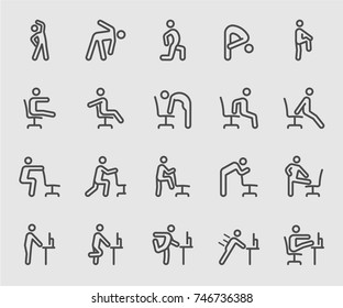 Exercise for People working, office, workplace line icon