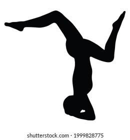 Exercise pose silhouette vector illustration isolated on white background. Exercise icon. Yoga pose.