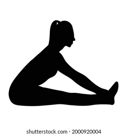 Exercise pose silhouette vector illustration isolated on white background. Exercise icon. Yoga pose.