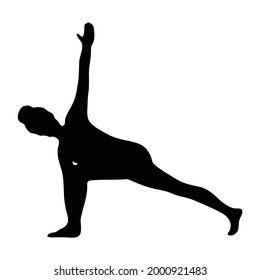 Exercise pose silhouette vector illustration isolated on white background. Exercise icon. Yoga pose.