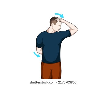 Exercise position illustration for neck and shoulder pain (neck joint). Exercise 1