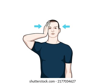 Exercise position illustration for neck and shoulder pain (neck joint). Exercise 14