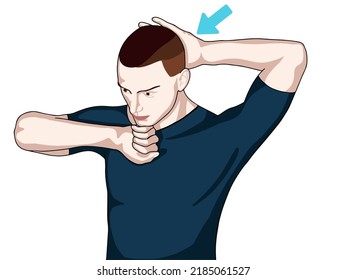 Exercise position illustration for neck and shoulder pain (neck joint). Exercise 18