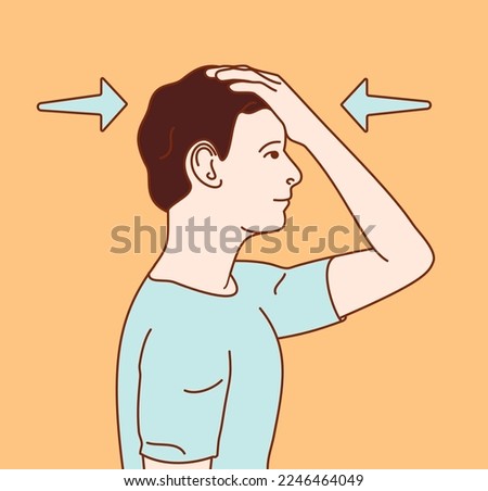 Exercise position illustration for neck and shoulder pain (neck joint). Exercise 1