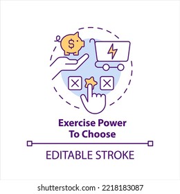 Exercise Power To Choose Concept Icon. Renewable Sources. Select Energy Supplier Abstract Idea Thin Line Illustration. Isolated Outline Drawing. Editable Stroke. Arial, Myriad Pro-Bold Fonts Used