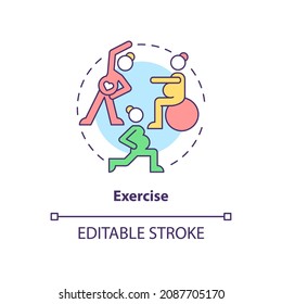 Exercise for pregnant woman concept icon. Mental health during pregnancy abstract idea thin line illustration. Safe prenatal workout. Vector isolated outline color drawing. Editable stroke