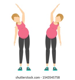 Exercise for pregnant woman. Sport during pregnancy. Idea of active and healthy lifestyle. Isolated vector illustration in cartoon style