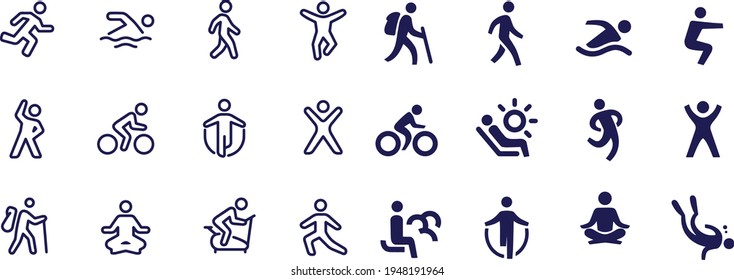  Exercise and Relaxation Icons vector design 