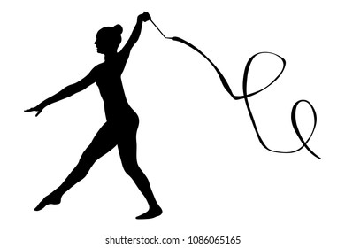 Exercise Ribbon Female Gymnast Competition Rhythmic Stock Vector ...