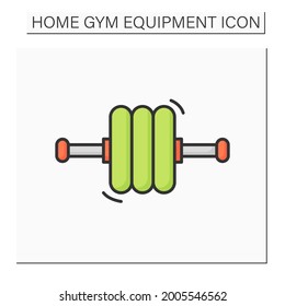 Exercise roller icon. Abdominal body training wheel, home gym equipment. Concept of fitness, sport activity, body sculpture and abs workout.Isolated vector illustration