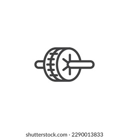 Exercise roller wheel line icon. linear style sign for mobile concept and web design. Exercise wheel outline vector icon. Symbol, logo illustration. Vector graphics