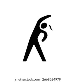 Exercise routine and fitness icon. Simple solid style. Woman stretching, physical, warm, activity, exercise, aerobic concept. Silhouette, glyph symbol. Vector isolated design
