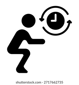 Ilustración vectorial de estilo de glifo de icono de rutina de ejercicio