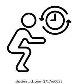 Ilustración vectorial de estilo de línea de ícono de rutina de ejercicio