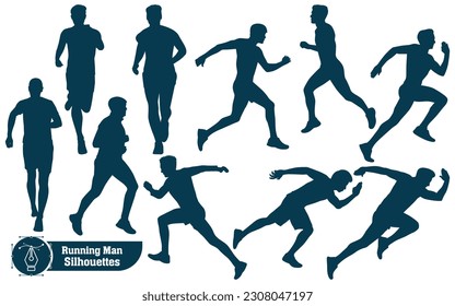 Exercise or Running man Silhouettes Vector Illustration