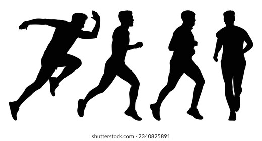 Exercise or Running man Silhouettes Vector Illustration