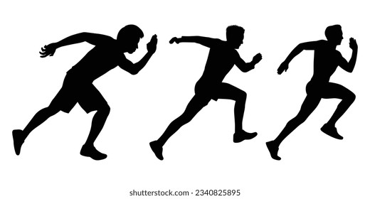 Exercise or Running man Silhouettes Vector Illustration