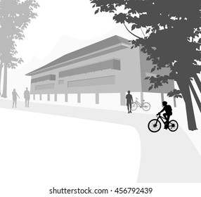 Exercise scene vector landscape background