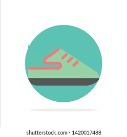 Exercise, Shoes, Sports Abstract Circle Background Flat color Icon