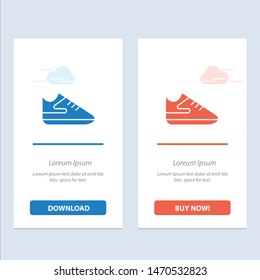 Exercise, Shoes, Sports  Blue and Red Download and Buy Now web Widget Card Template. Vector Icon Template background