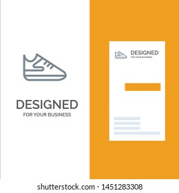 Exercise, Shoes, Sports Grey Logo Design and Business Card Template