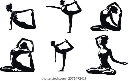 Exercise silhouette vector style bundle 