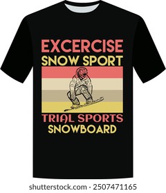 Exercise snowboard silhouette retro t shirt