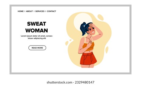 exercise sweat woman vector. fitness gym, body workout, fit athlete exercise sweat woman web flat cartoon illustration