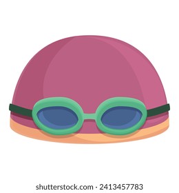 Exercise swim cap icon cartoon vector. Swimmer equipment. Pool glasses