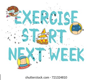 Exercise theme t-shirt design with patches
