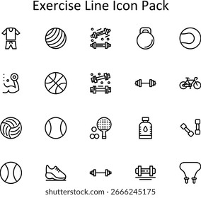 Iconos temáticos del ejercicio - estilo de la línea 20