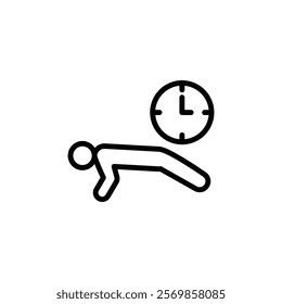 exercise time icon Black and white outline vector