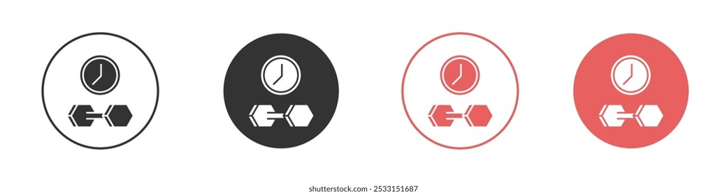 exercise time icon Flat set in black and white color