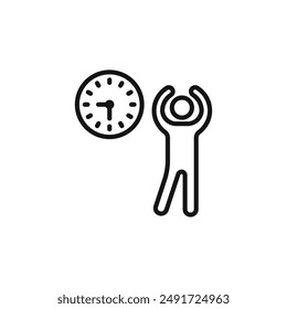 exercise time icon outline collection in black and on white background
