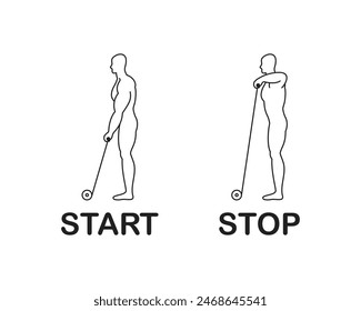 An exercise for the trapezius and deltoid muscles, a sports exercise on a gym machine, a line drawing of a person doing sports.