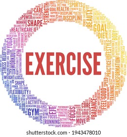 Exercise vector illustration word cloud isolated on a white background.