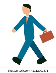 Exercise, walking, walking, businessmen, office workers, male pictograms, avatar-style illustrations.