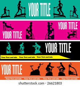 Exercise Web Banner Vector Templates for a Health Club or Gymnasium