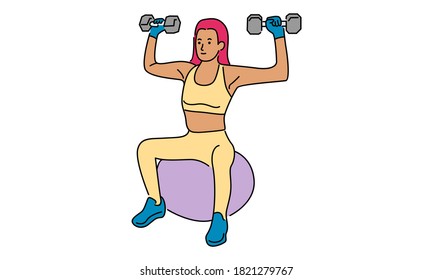 Exercise woman health. Female exercising character design
