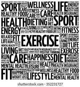 Exercise Word Cloud Background Health Concept Stock Vector (Royalty ...