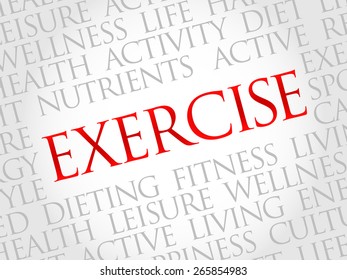 EXERCISE word cloud, fitness, sport, health concept