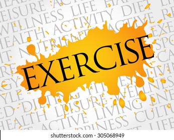 EXERCISE word cloud, fitness, sport, health concept